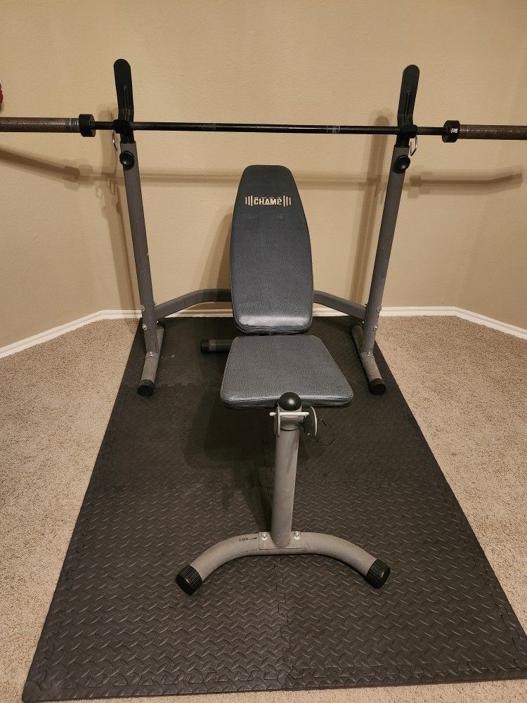 Body Champ Olympic Weight Bench W/Barbell 