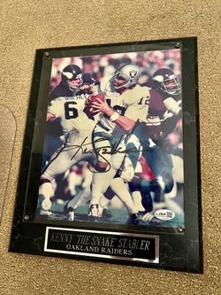 Ken Stabler Signed Raiders Plaque - The Snake, JSA