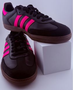 adidas Samba OG Women’s Black/Lucid Pink/Gum Leather Low Top Sneakers JS1386