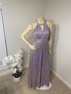 Lavender Metallic Halter Neck Formal Dress