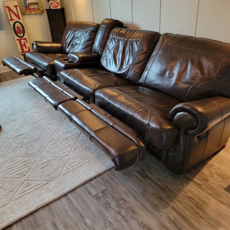 Haverty Brown Leather Recliner Sofa for Sale in San Antonio, TX OfferUp