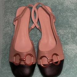 Slingback Flats With Copper Colored Hardware (size 9.5)
