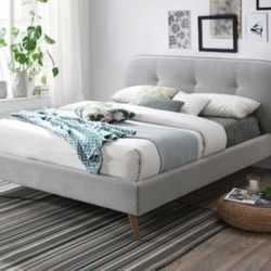 Brand New Gray Fabric Bed