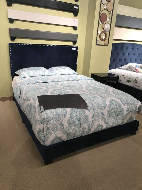 Queen Size Navy Blue Bed Frame And Headboard Queen Size Navy Blue Bed Frame And Headboard Including Pillow Top Mattress Box Spring New