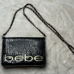 Bebe Black Croco Crossbody
