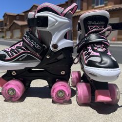 Girls Size Small Adjustable Roller Skates W/ Light Up Wheels!