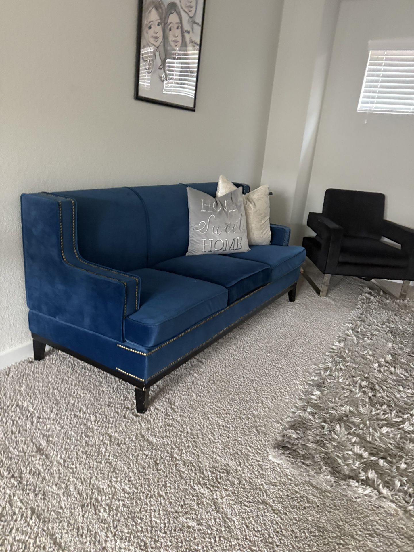 Blue Velvet Sofa