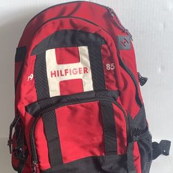 Tommy Hilfiger Big H Backpack Laptop Compartment Padded Straps 1985 Red VTG