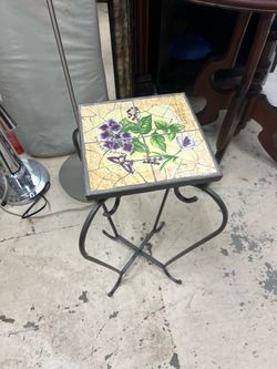 Tile Top Metal Accent Side Table