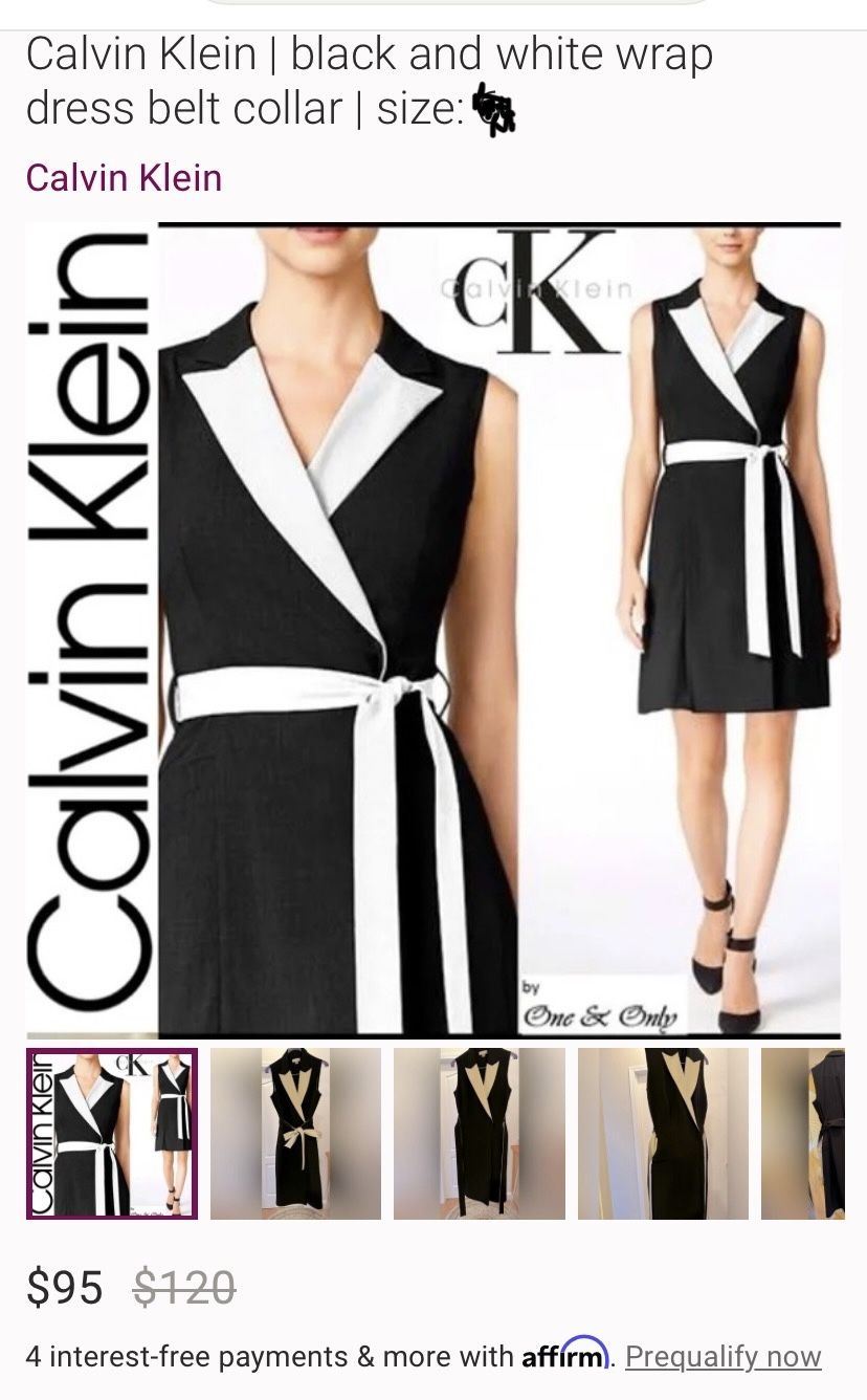 Calvin Klein White And Black  Cocktail Dress 