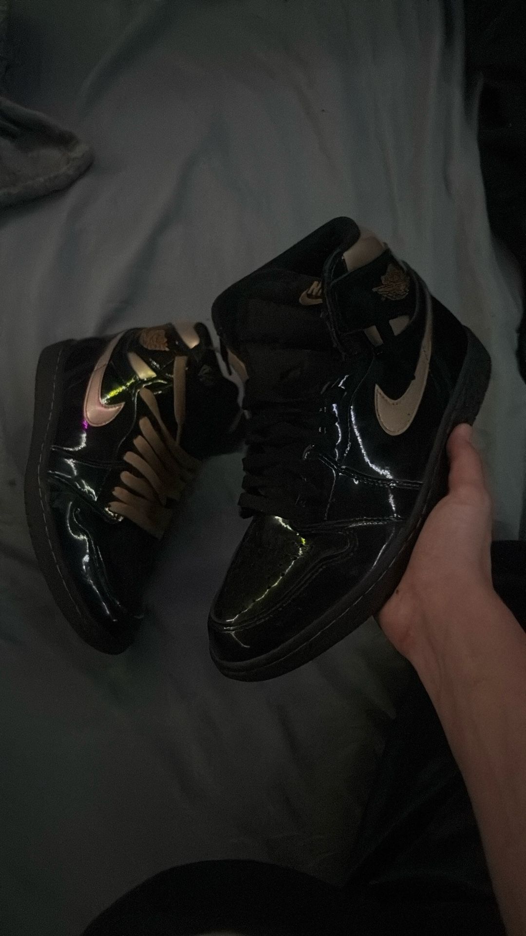 jordan 1 black and gold patten leather