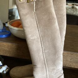  Vince Camuto VC-VORA Vegan Faux Fur Suede Knee High Flat Boots Sz 8.5 M
