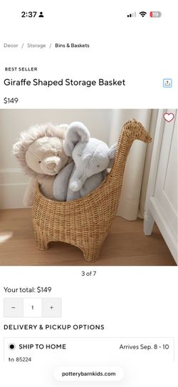 Pottery Barn Kids Giraffe Shaped Storage Basket