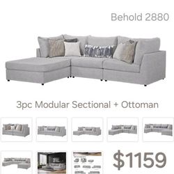 Behold 2880 3pc Modular Sectional + Ottoman
