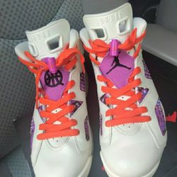 Nike Air Jordan 6 Retro Quai 54 Sail  Size 8 White Purple