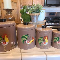 Vintage rooster canisters