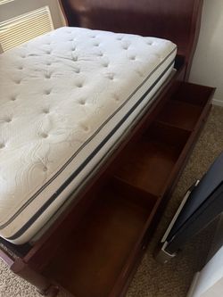 Full bed frame + mattress (with storage)