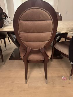 Brown Wood And Velvet Parchment Dining Table 