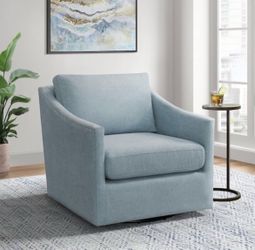 ONLY $150: Hannah Light Blue Polyester Arm Chair (Set of 1) with Swivel Base