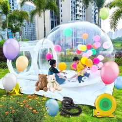 Clear PVC Bubble Balloon House with Tunnel,with Blower, Air Pump, Protective Pad, Repair Kit