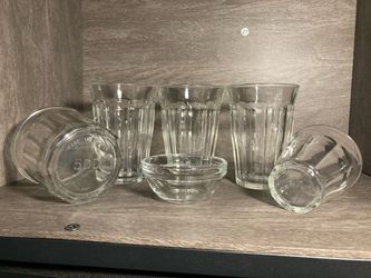 Duralex France Clear Glass Tumblers & Prep Bowl Set of 6