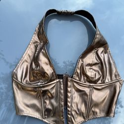 Windsor Halter Gold Crop Top Size S