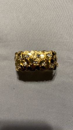 Gold/diamond 2 finger nugget ring 10k