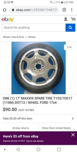 17"maxxis spare tire t155/70d17 -50 s