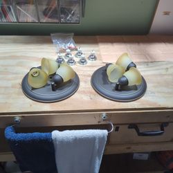 Two Light Fixtures With Led Bulbs 