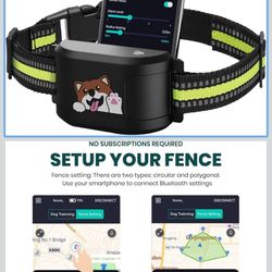 Upgraded GPS Dog Fence & Tracking Collar System - No Subscription Required, Customizable Boundaries via App, Waterproof Rechargeable Collar with Remot
