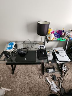Glass Desk with 3 Shelves