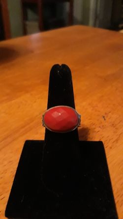 Beautiful Coral silver ring