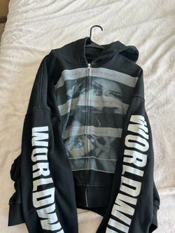Black white gouge worldwide gw zip up hoodie  size medium  Embroidered stitched screen printed  SoundCloud emo tattoo underground