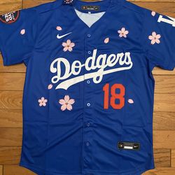 Blue Yamamoto Los Angeles Dodgers X Murakami Tokyo series Jersey.