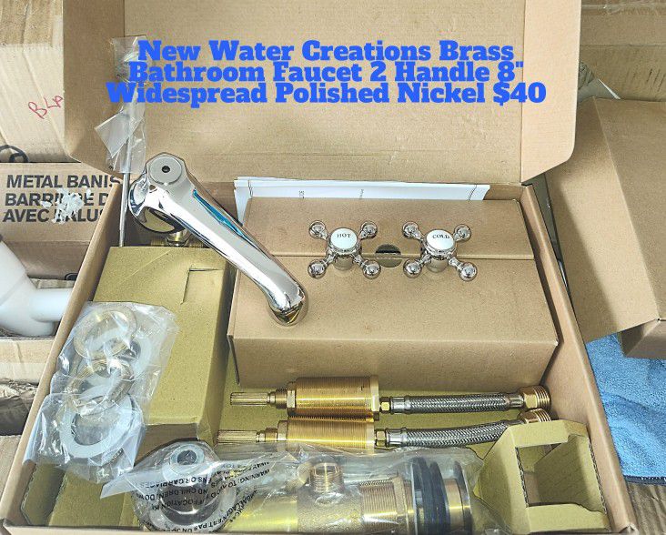 New Water Creations 8" Widespread Century Classic Bathroom Faucet Brass 