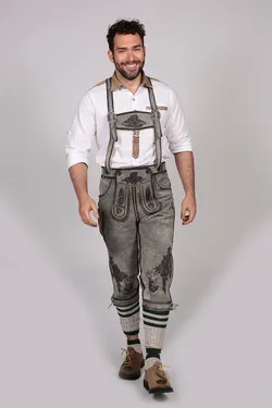 Bavarian Classic Long Bundhosen Gray Lederhosen Oktoberfest Octoberfest
