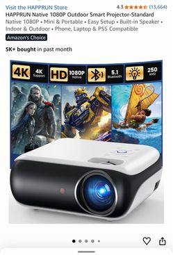 HAPPRUN Native 1080P Outdoor Smart Projector - BRAND NEW!