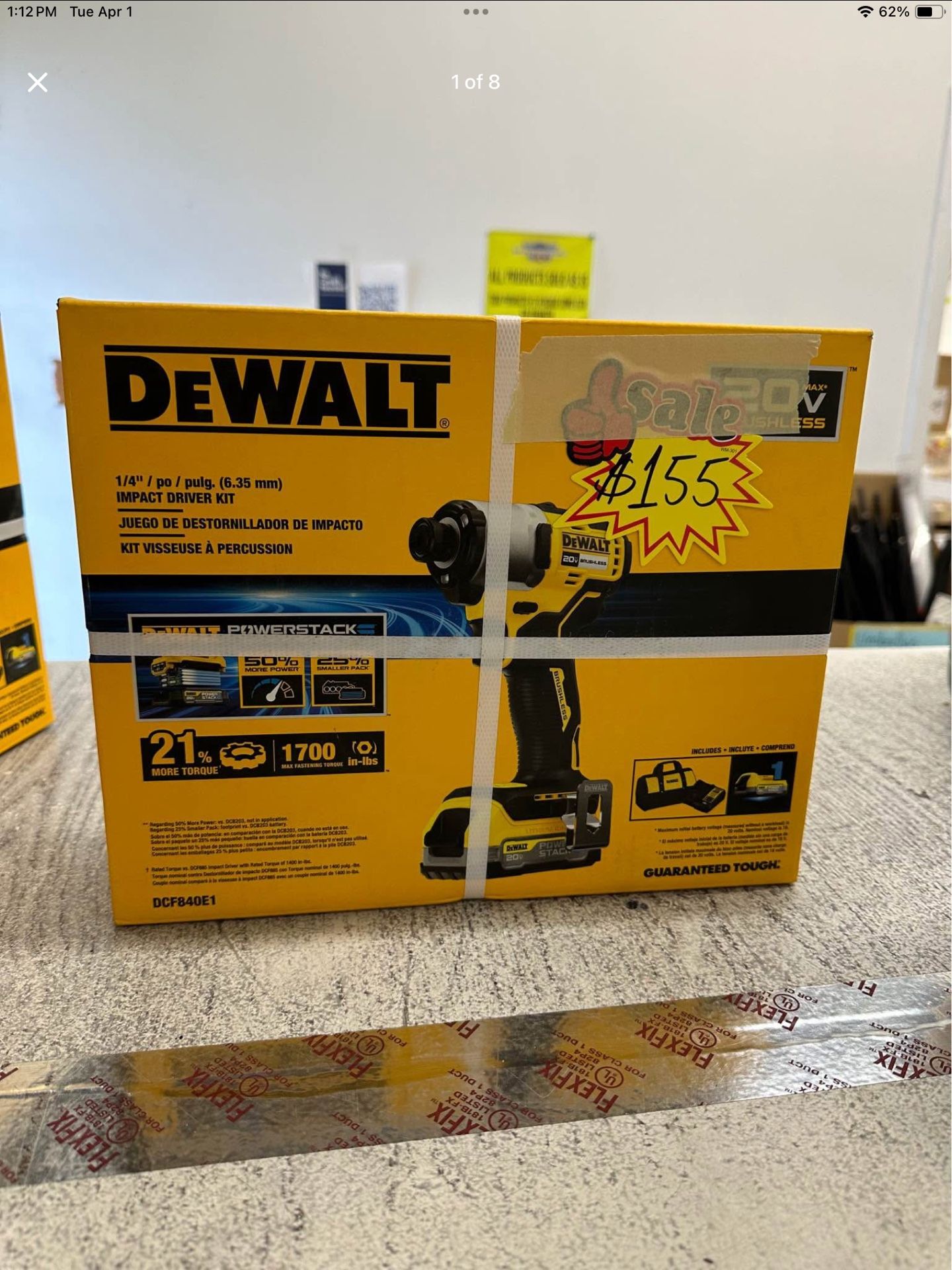 DEWALT POWERSTACK 20-volt Max 1/4-in Brushless Cordless Impact Driver (Battery and charger)