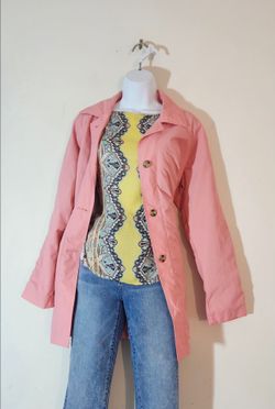 Vintage Columbia Sportswear Single-Breasted Mid-length Trench Jacket Size:M Color: Pastel Pink
