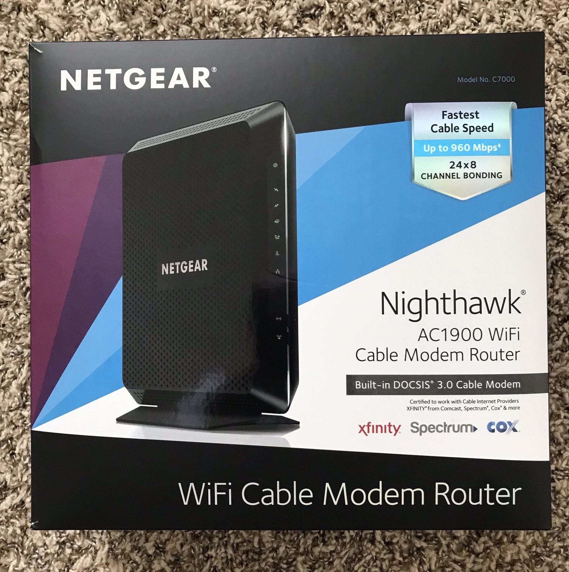 NETGEAR AC1900 (24x8) WiFi Cable Modem Router C7000, DOCSIS 3.0 | Certified for XFINITY by Comcast, Spectrum, Cox, and more