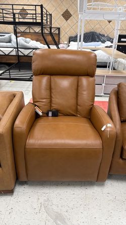 Tan Genuine Leather Recliner Chair