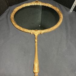 Vintage 1970s Burwood Wall Mirror Hand Mirror Shaped Gold Ornate 