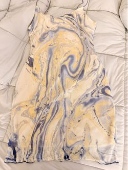 Blue and white marble dress