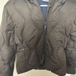 Women’s Winter SALOMON Puffer Jacket,coco Brown Size Lg.fur Hooded NEW