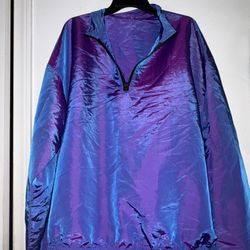 Purple Iridescent Vintage  1/4 Zip Windbreaker Jacket 