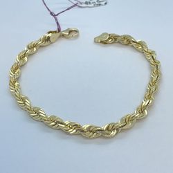 Gold Rope Bracelet 14K New 