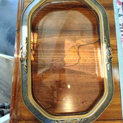 Antique Ornate Oval Picture Frame With Bubble Glass