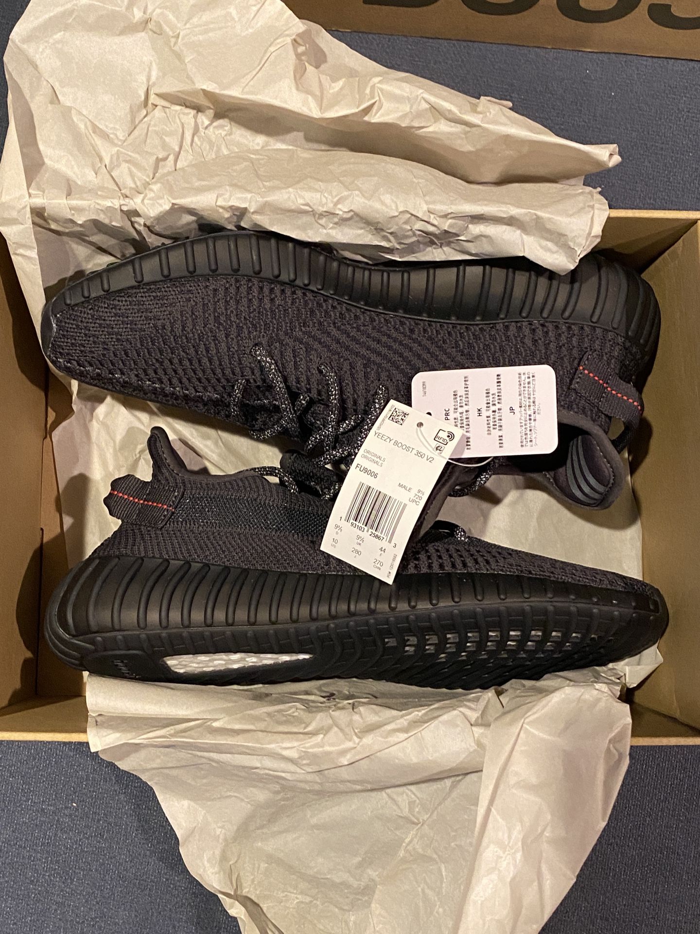 Adidas Yeezy Boost 350 V2 Black Non-Reflective FU9006 Men's Size 10 IN HAND