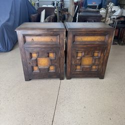 John Richards Fine Furniture Leather Embossed Jacobean Cabinet