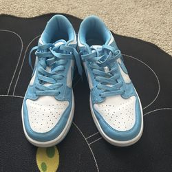 Blue and White Nike lows